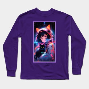 Anime Sci-Fi Cat Girl | Quality Anime Girl Artwork | Manga Girl Anime Art Long Sleeve T-Shirt